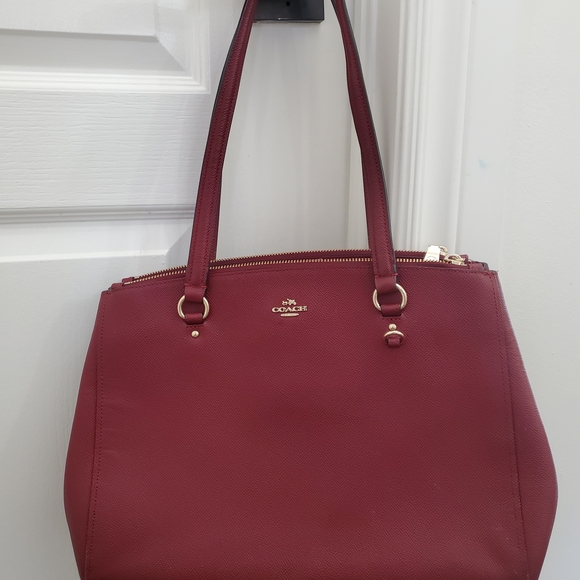 Coach Burgundy Leather Tote Bag - Picture 3 of 6